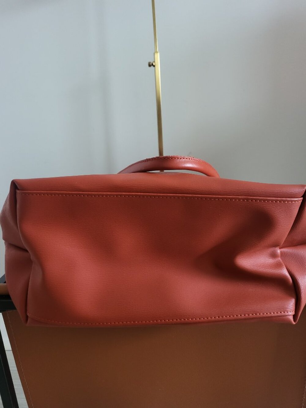 Classic Longchamp rust /orange colored Le Pliage leather tote - Picture 5 of 5